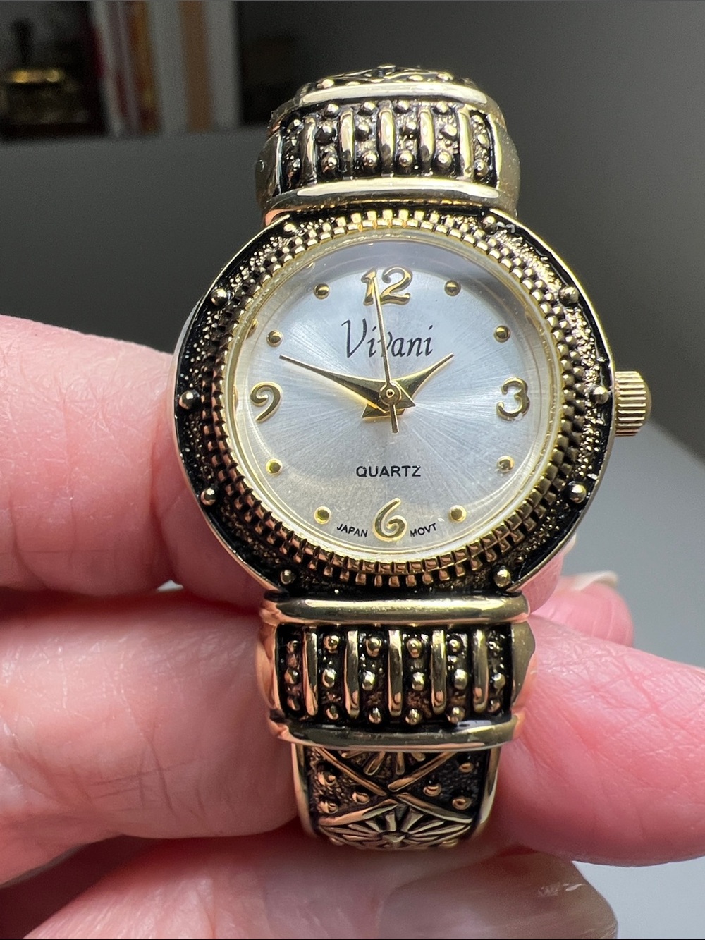 Vivani Women's Gold-Tone Decorative Bracelet Watch - Working Watch-Vintage
